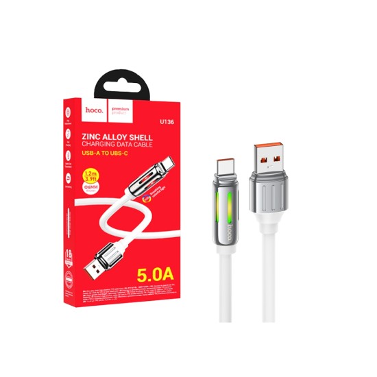 Hoco Cable U136 Type-C 5A 1.2m White